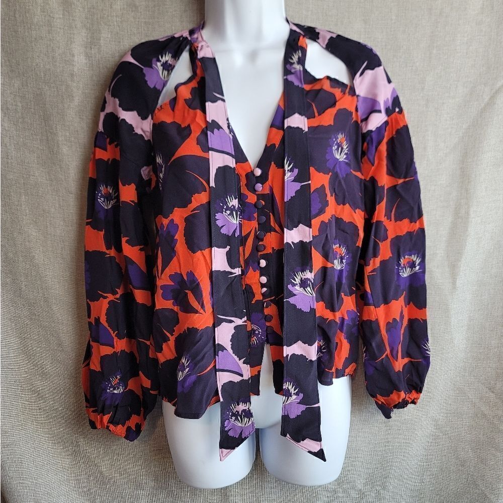 MAEVE Neck-Tie Silk Blouse